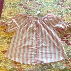 Pink Striped Off the Shoulder Top